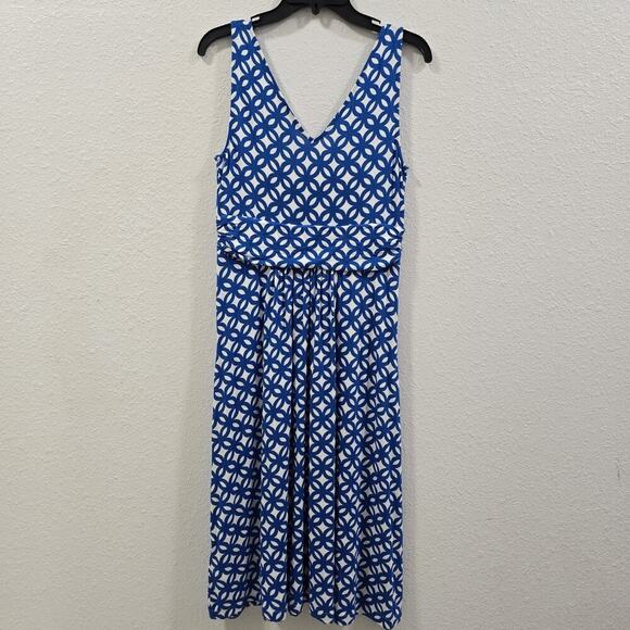 Boden Blue Floral Viscose Sleevess Mini Dress Vacation Summer Size 8 - Picture 9 of 10